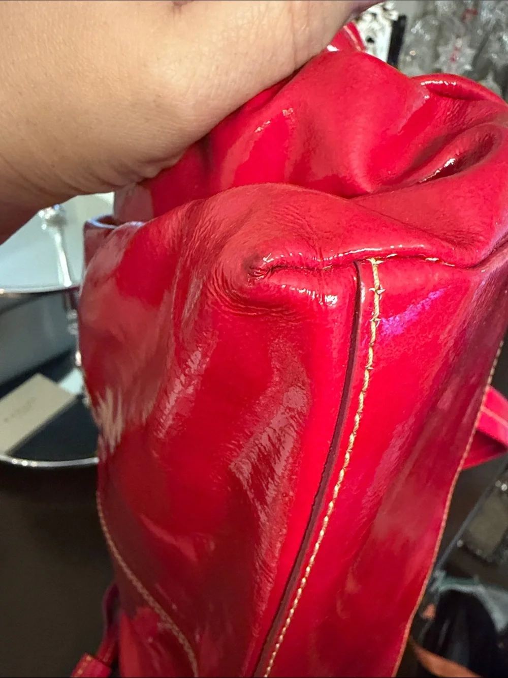 Dooney & Bourke Patent Leather Chiara Tote in Red EUC!!!!